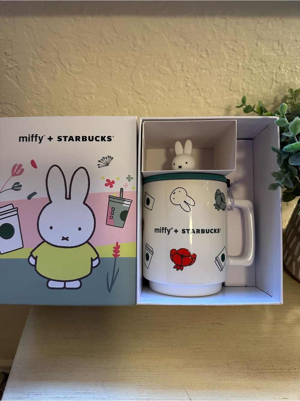 Starbucks x Miffy White Ceramic Mug with Red and Green Accents
